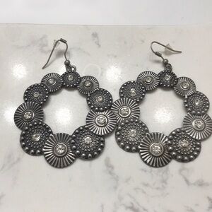 Hand made pewter earrings silver/diamonds